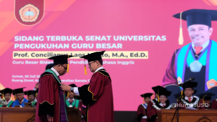 Pengukuhan GB, Prof. Concilianus Laos Mbato, M.A., Ed.D (dok. Humas)