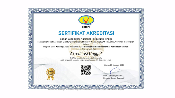 Sertifikat Akreditas Prodi Sarjana Psikologi (dok. LPMAI) Sertifikat Akreditas Prodi Sarjana Psikologi (dok. LPMAI)