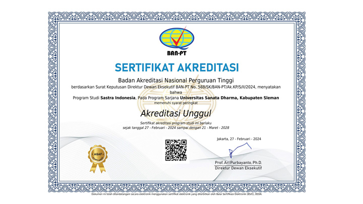 Sertifikat Akreditasi Unggul Prodi Sastra Indonesia x